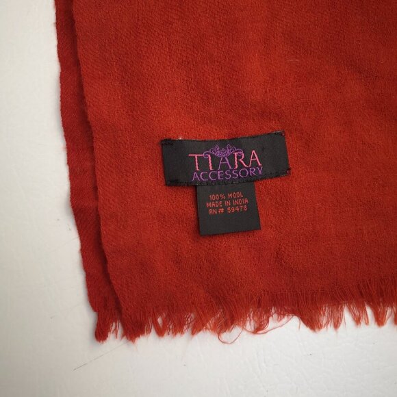 Tiara Accessory Rusty Red & Brown Made in India 100% Wool Wrap / Scarf - Picture 2 of 5